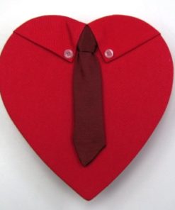 One Pound Red with Red Neck Tie Heart Shaped Box