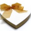 One Pound White With Gold Ribbon Heart Shaped Box
